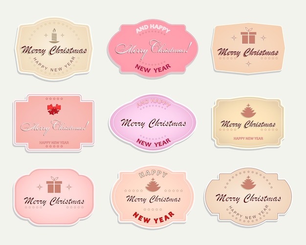 Christmas label pastel shades set