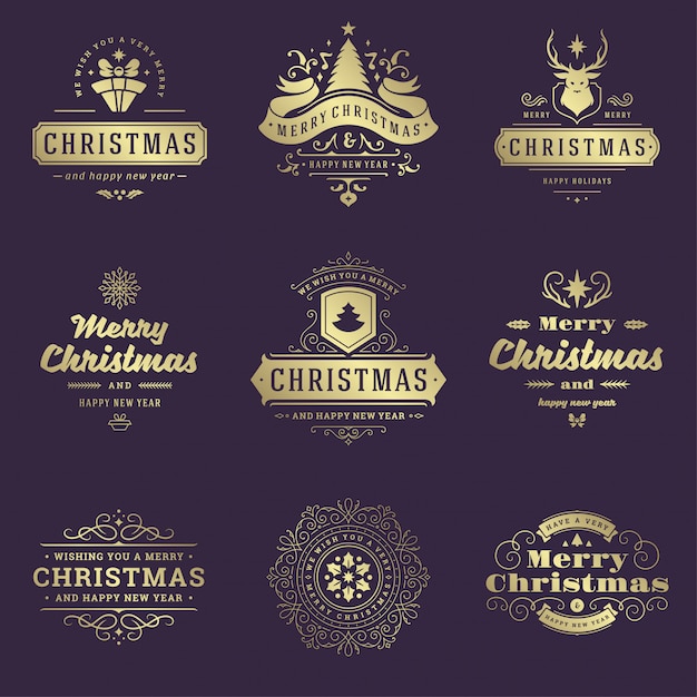 Christmas labels and badges set