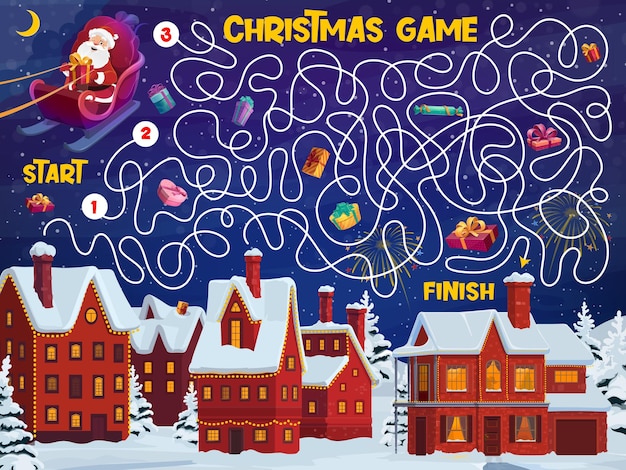 Christmas labyrinth maze help Santa deliver gifts