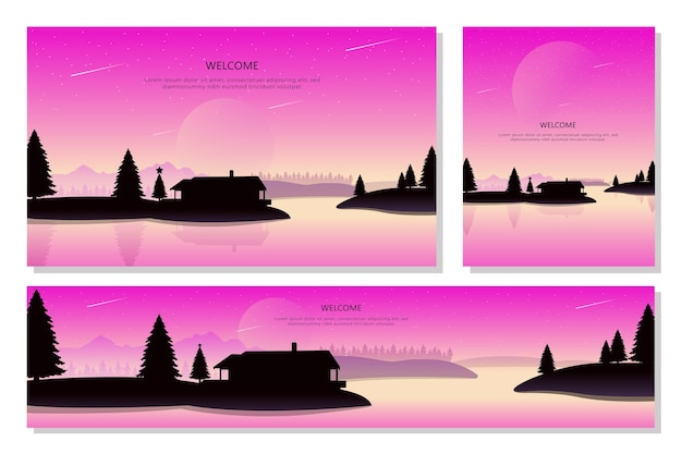 Christmas Landscape Banner Set