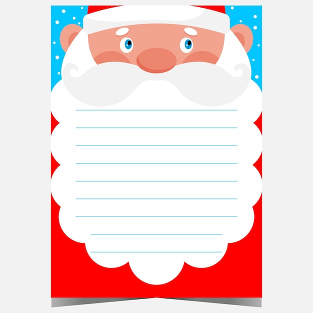 Christmas letter or wish list template with Santa Claus on background and empty space for text