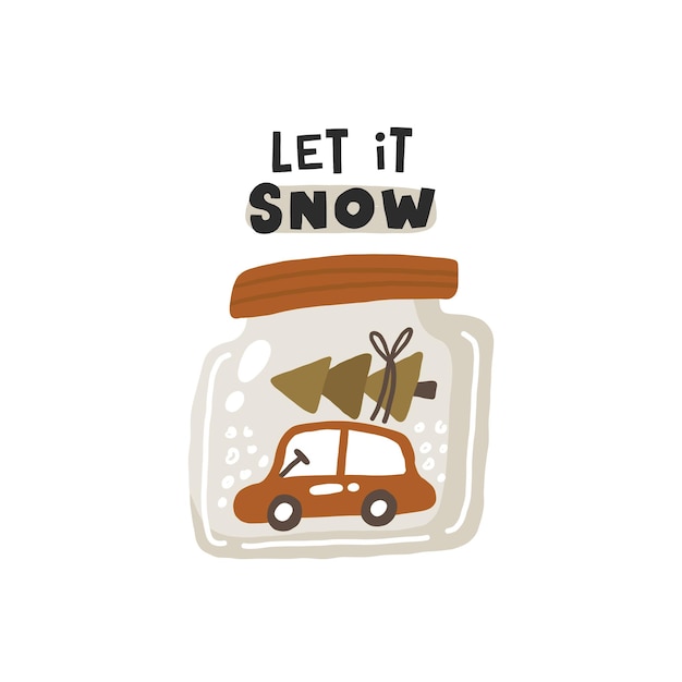 Christmas lettering. Hand drawn illustration in cartoon style. Cute concept for xmas Illustration