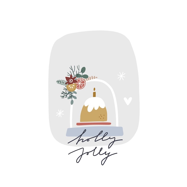 Christmas lettering. Hand drawn illustration in cartoon style. Cute concept for xmas Illustration