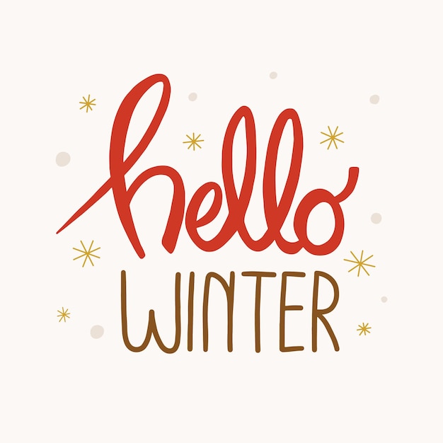 Christmas Lettering HELLO WINTER. Perfect for Christmas and New Year postcards and decorations.