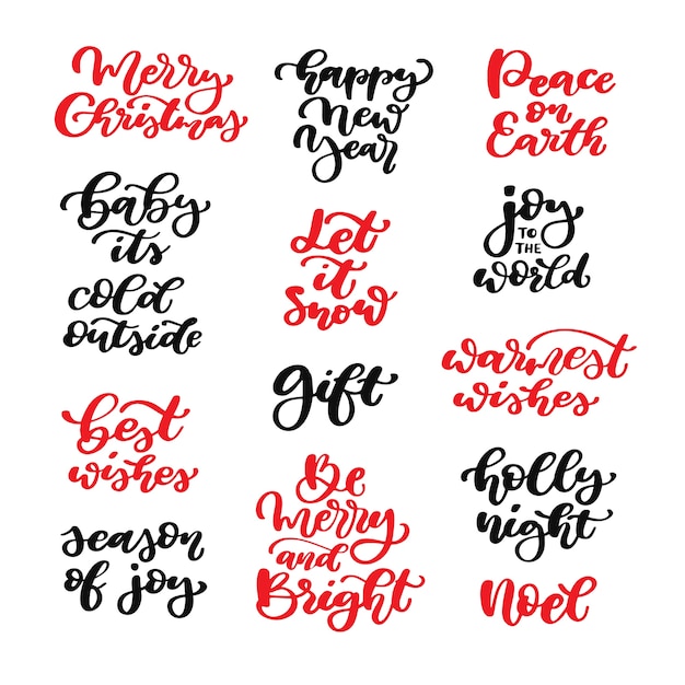 Christmas lettering. Isolated handwriting calligraphy