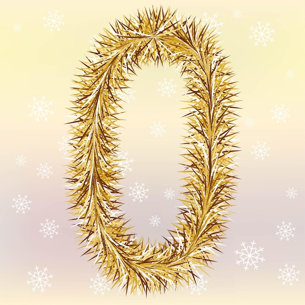 Christmas lettering Letter O with a fur or tinsel text effect over yellow and pink blurred background