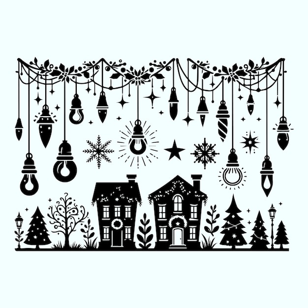 Vector christmas light silhouette vector illustration