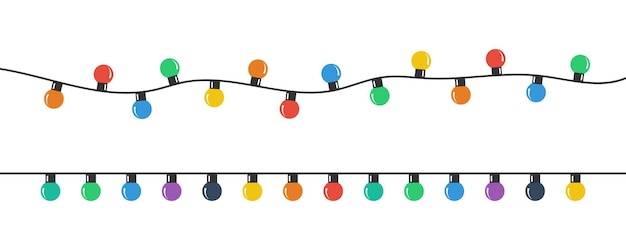 Christmas lights bulbs Colorful Christmas lights bulbs Color garlands Lights bulbs in simple trendy flat design Christmas illustration Vector illustration