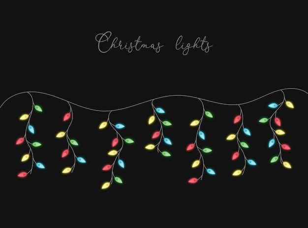 Vector christmas lights dark background