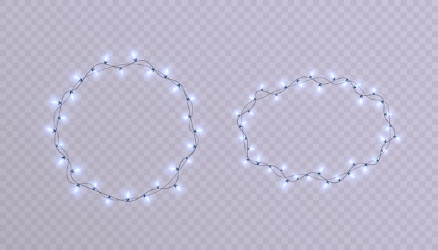 Christmas lights design elements Glowing garlands for Christmas holiday cards, banners, posters.