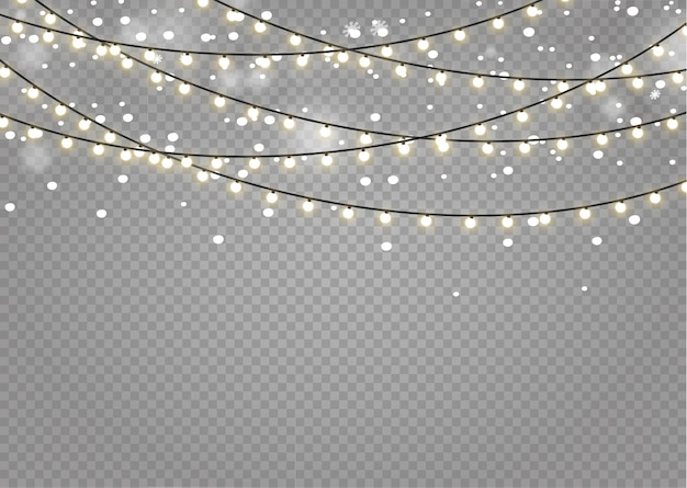 Christmas lights isolated. Garlands decorations.