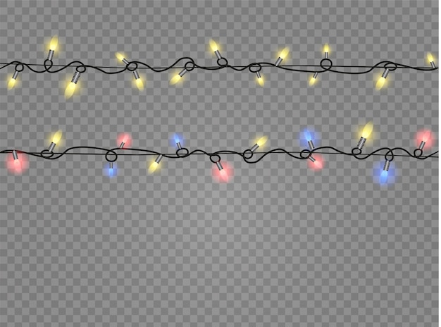 Christmas lights isolated realistic design elements