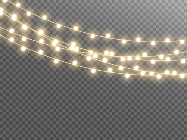 Christmas lights isolated on transparent background. illustration.