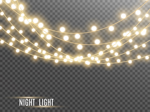 Christmas lights isolated on transparent background. illustration.