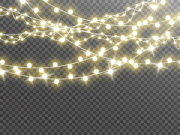 Christmas lights isolated on transparent background. illustration.