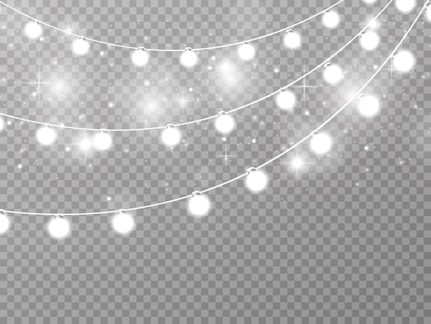 Christmas lights isolated on transparent background Vector illustration