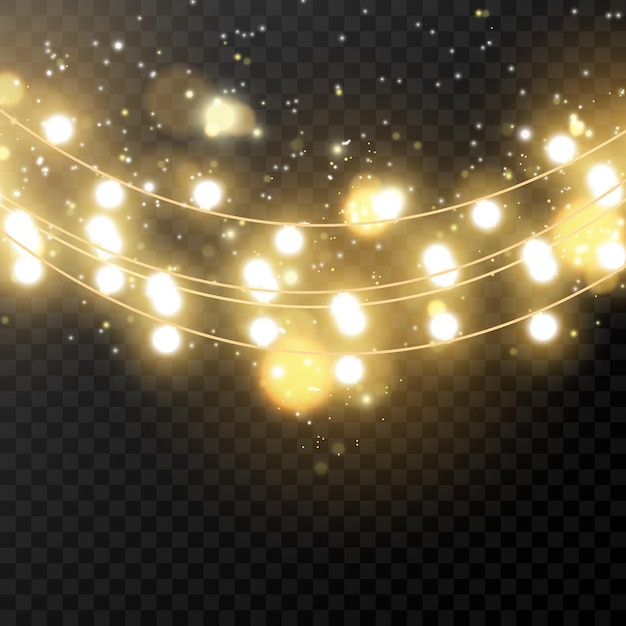 Christmas lights isolated on transparent background Vector illustration