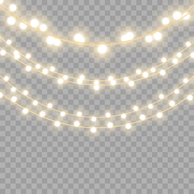 Christmas lights isolated on transparent background. Vector illustration.