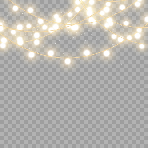 Christmas lights isolated on transparent background. Vector illustration.