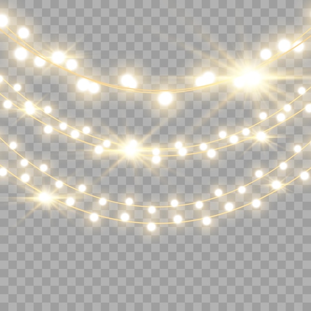 Christmas lights isolated on transparent background. Vector illustration.