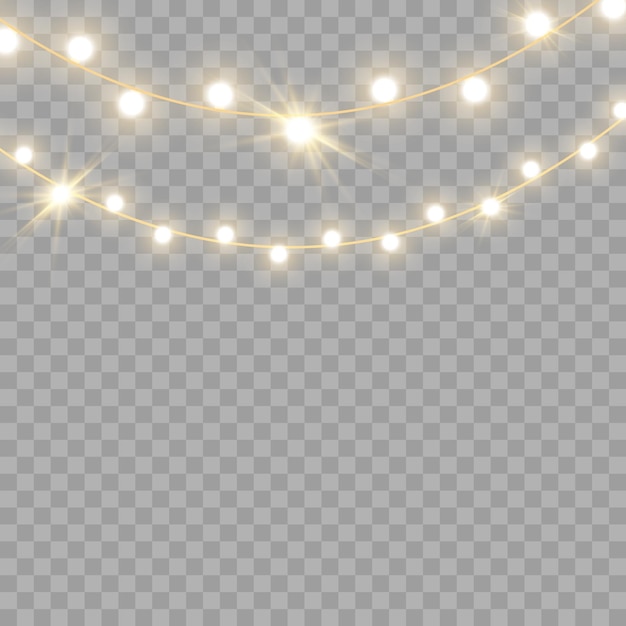 Christmas lights isolated on transparent background Vector illustration