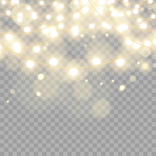 Christmas lights isolated on transparent background Vector illustration