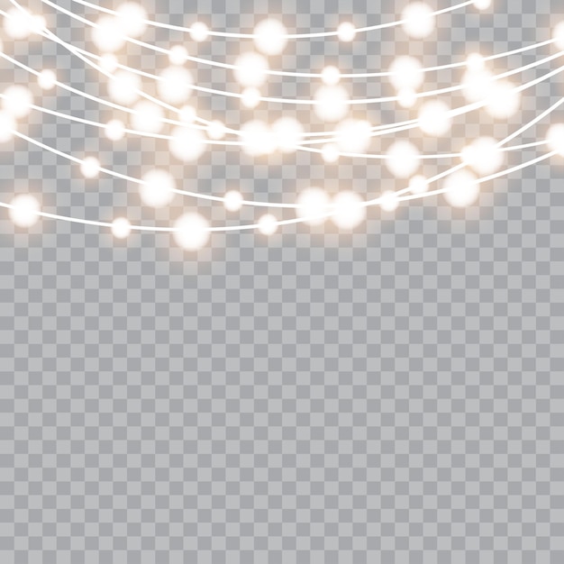 Christmas lights isolated on transparent background Vector