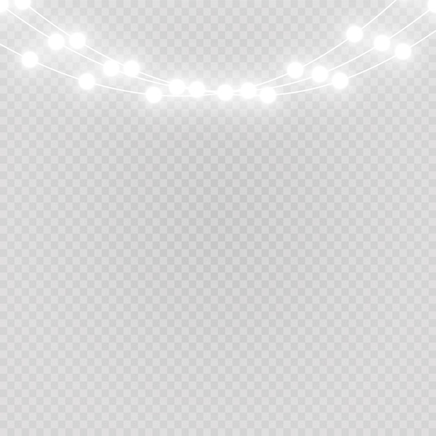 Christmas lights isolated on transparent background Xmas glowing garland Vector illustration