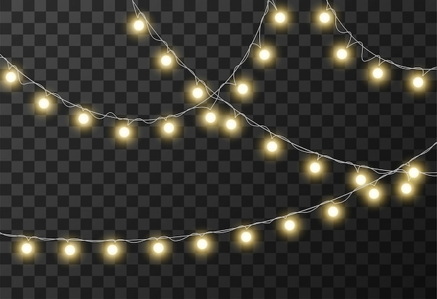 Christmas lights isolated on transparent background