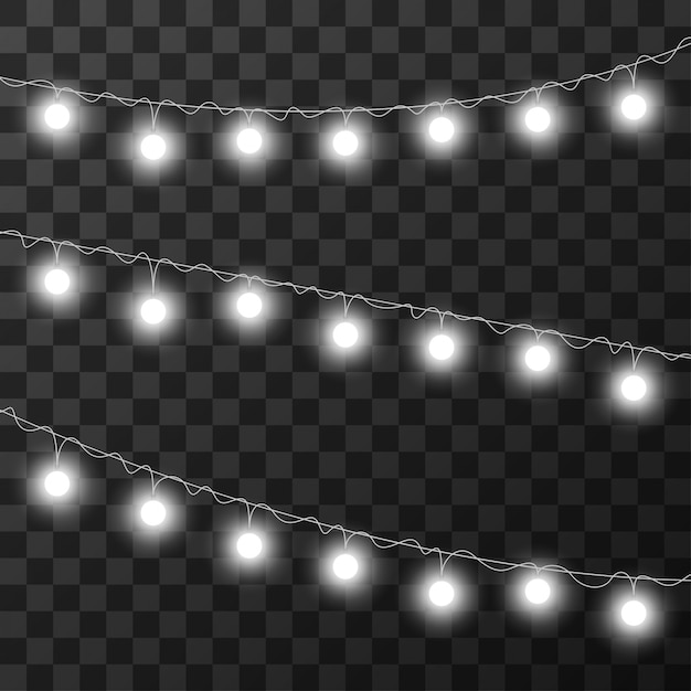 Christmas lights isolated on transparent background,