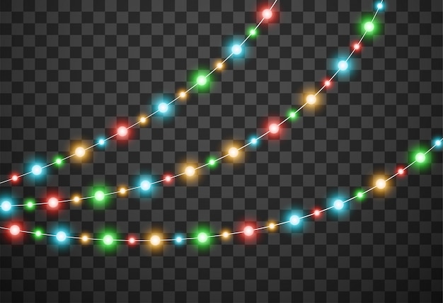 Christmas lights isolated on transparent background