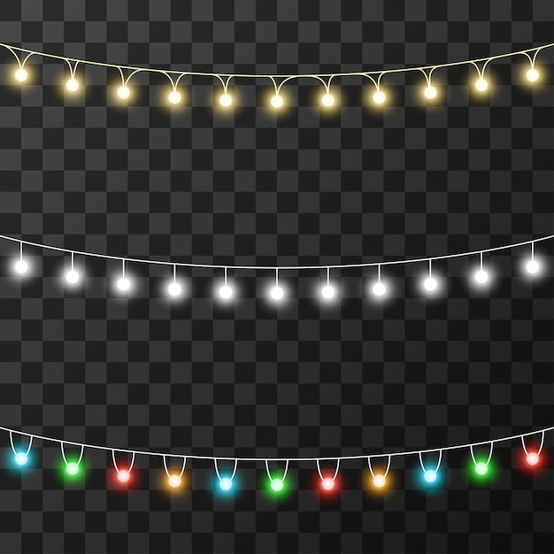 Christmas lights isolated on transparent background