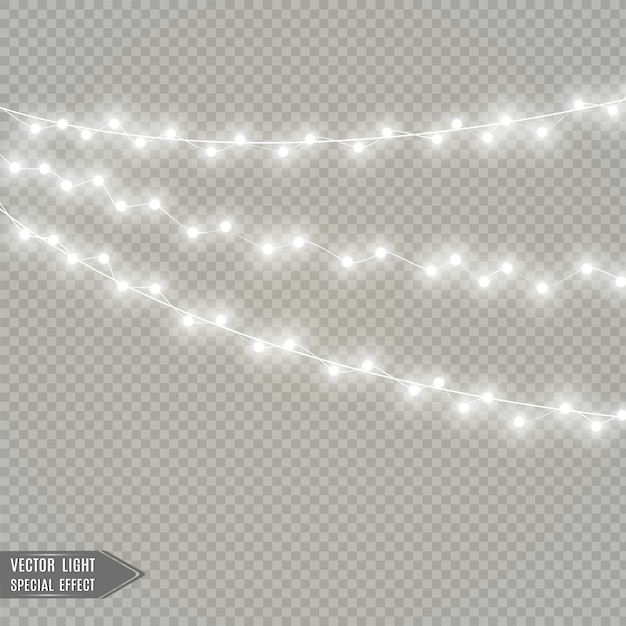 Christmas lights isolated on transparent background.  