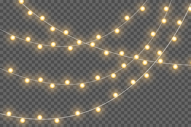 Christmas lights isolated on transparent background