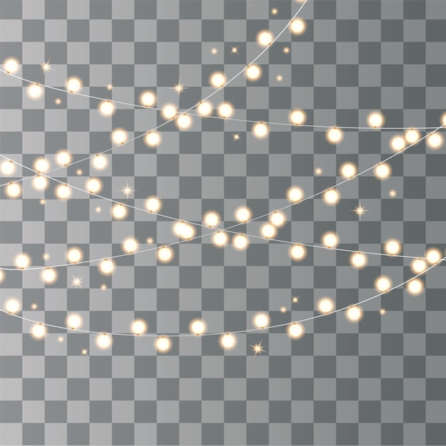 Christmas lights isolated on transparent .