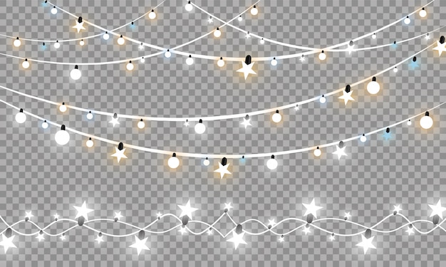 Christmas lights, light garland. 