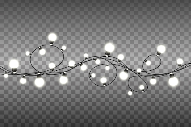 Christmas lights  realistic  elements. Xmas glowing garland.  illustration