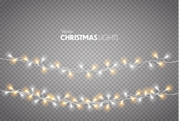 Vector christmas lights set. vector new year decorate garland with glowing light bulbs.