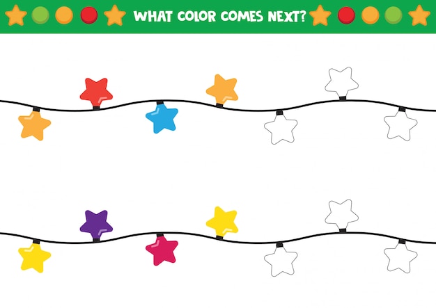 Christmas lights in shapes of stars coloring worksheet