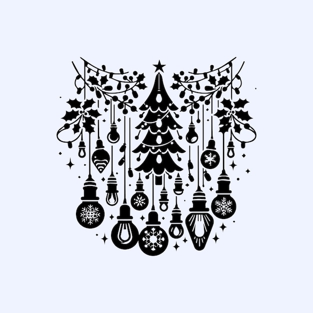 Vector christmas lights silhouette vector illustration design