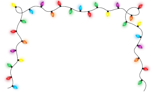 Christmas lights string isolated on white background vector