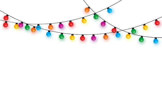 Christmas lights string isolated on white background vector