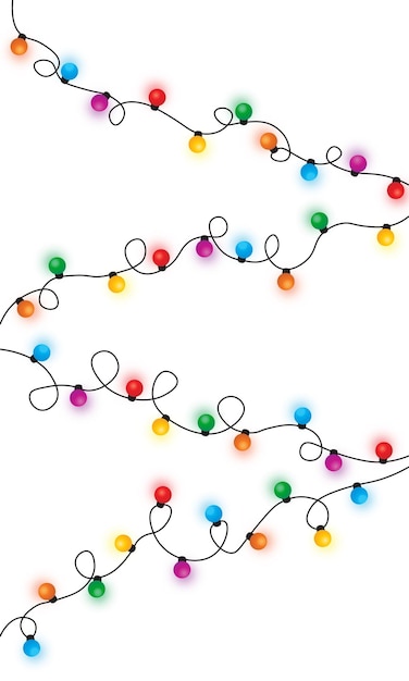 Christmas lights string isolated on white background vector