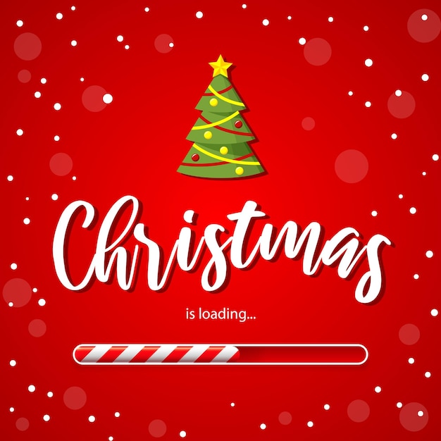 Christmas loading bar or Xmas load red background