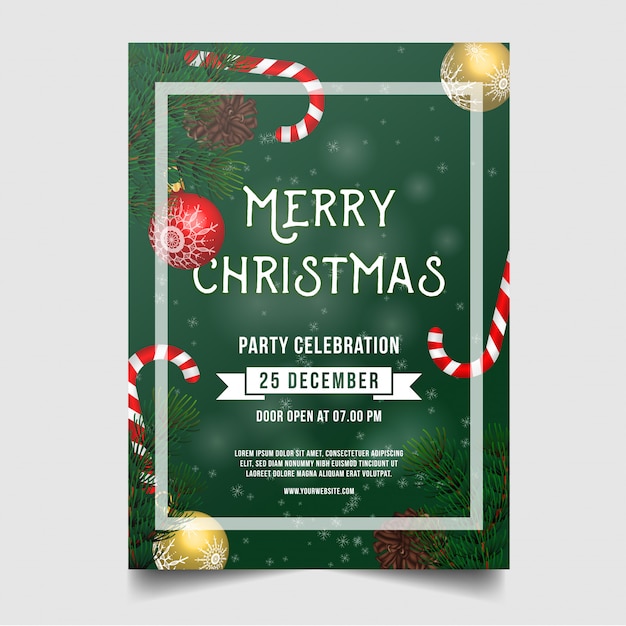 Christmas Merry brochure with christmas ornaments