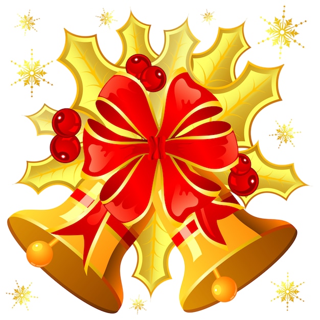 Christmas mistletoe, bell and snowflake, element for design