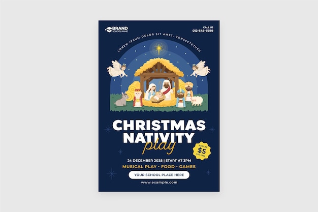 Christmas Nativity Flyer Template in Vector V2