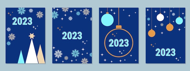 Christmas and New Year 2023 flyer vector templates collection