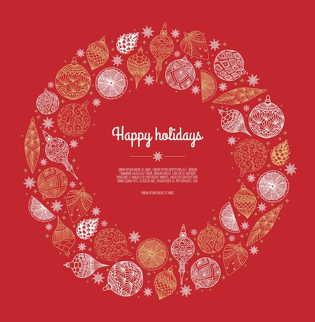 Christmas and New Year background Bright Winter holiday composition Greeting card banner poster