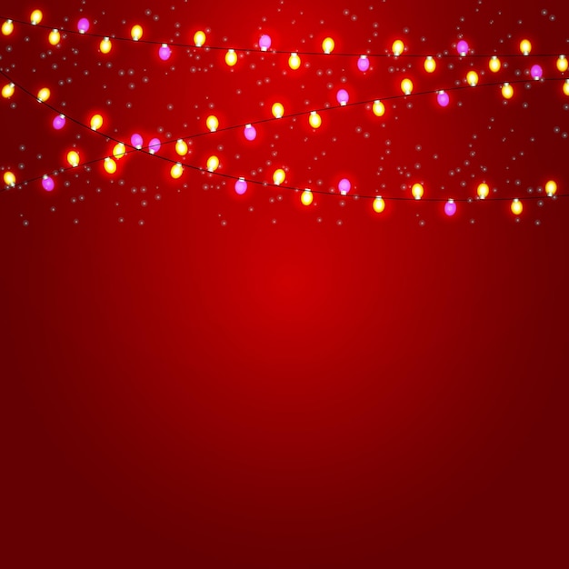 Christmas and New Year Background with Luminous Garland Vector Illustration EPS10